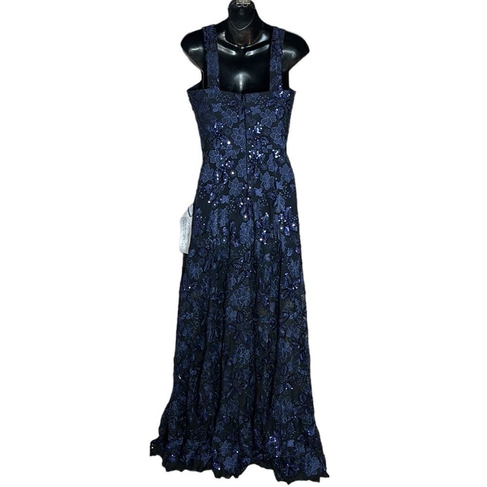 Dress the population anabel floral sequin gown navy small new prom maxi event - Picture 10 of 16